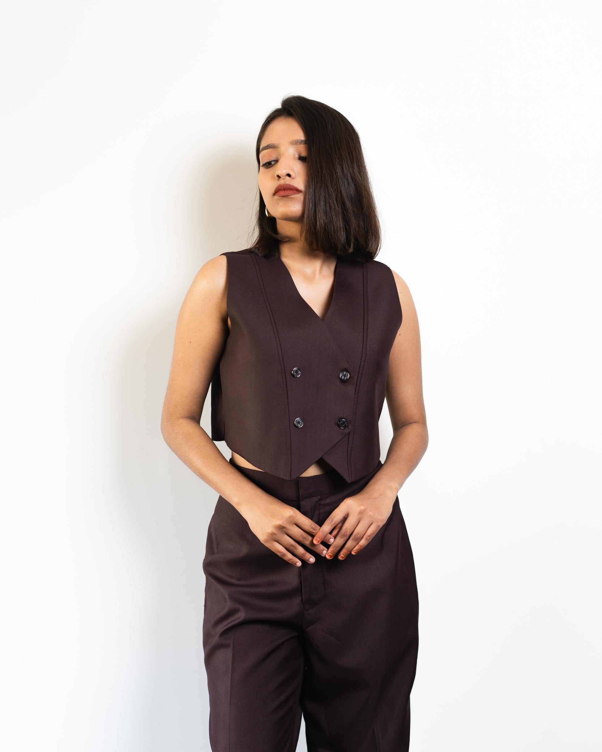 Maroon Double Breasted Waistcoat