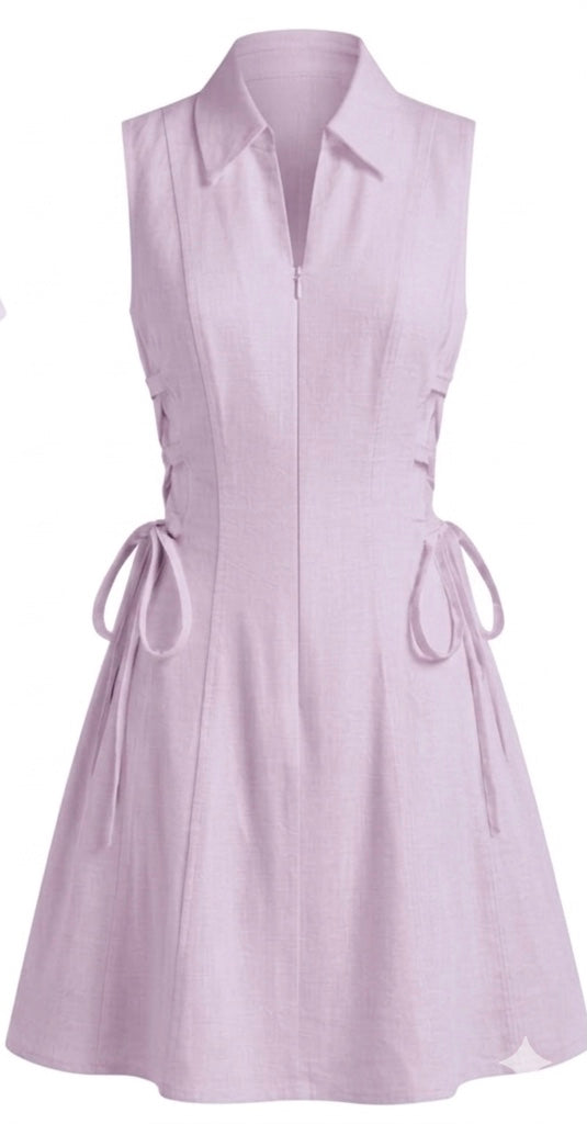 Cotton tie-waist short dress