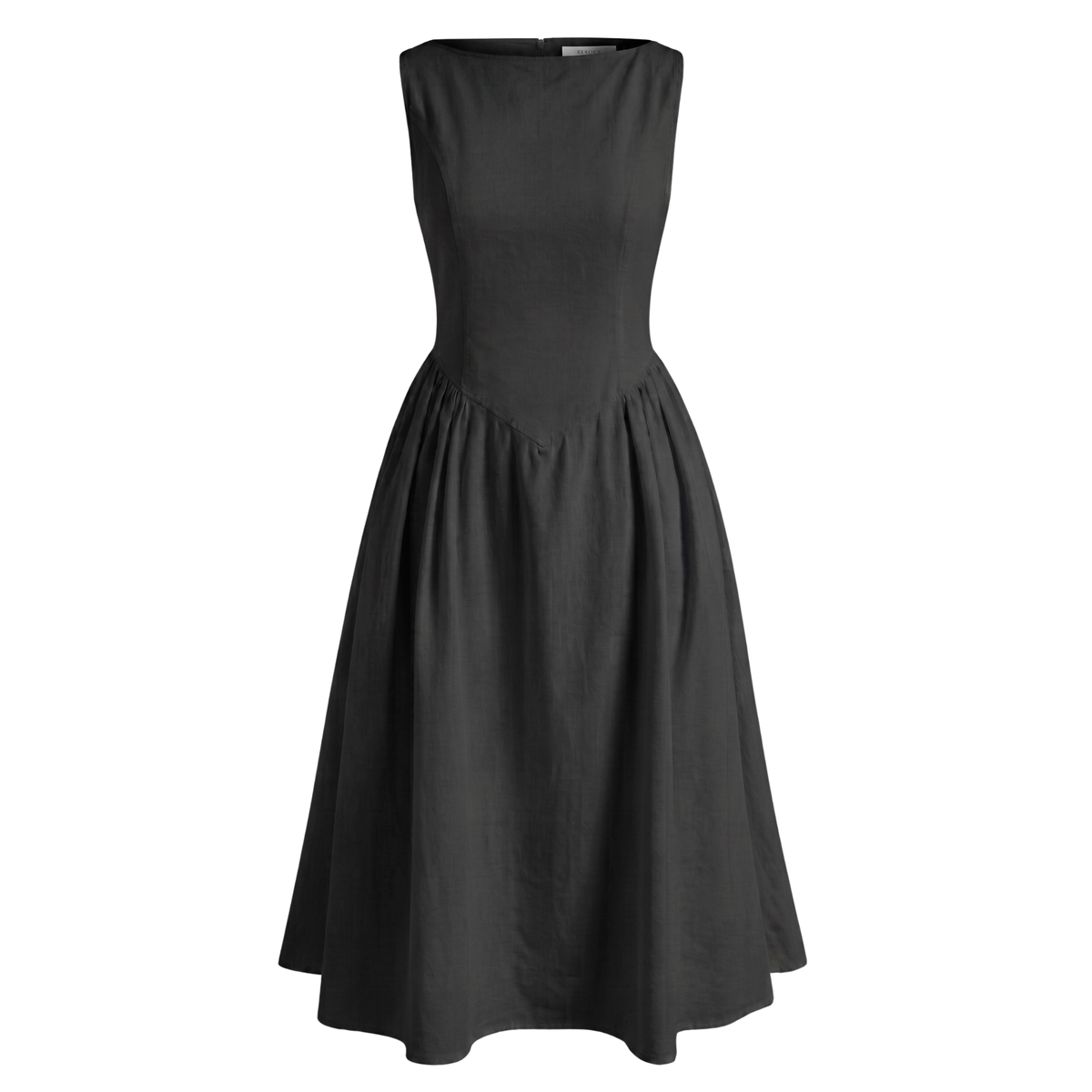 Boat Neck Fit & Flare Midi Dress