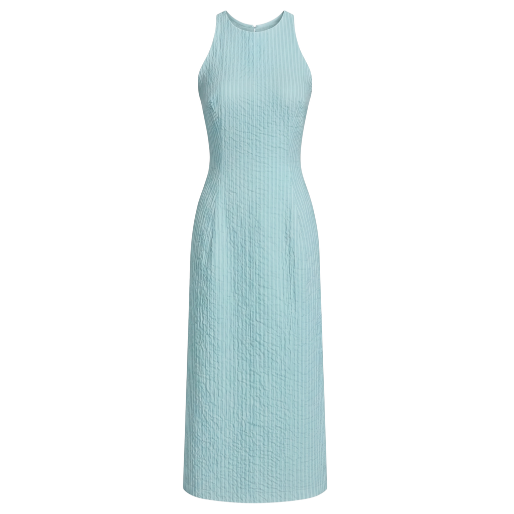 Aqua Halter Midi Dress