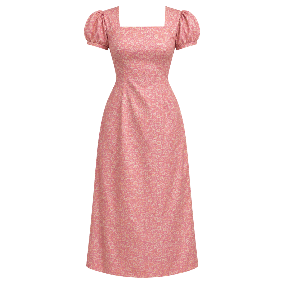 Brocade Puff Sleeve Fit & Flare Dress