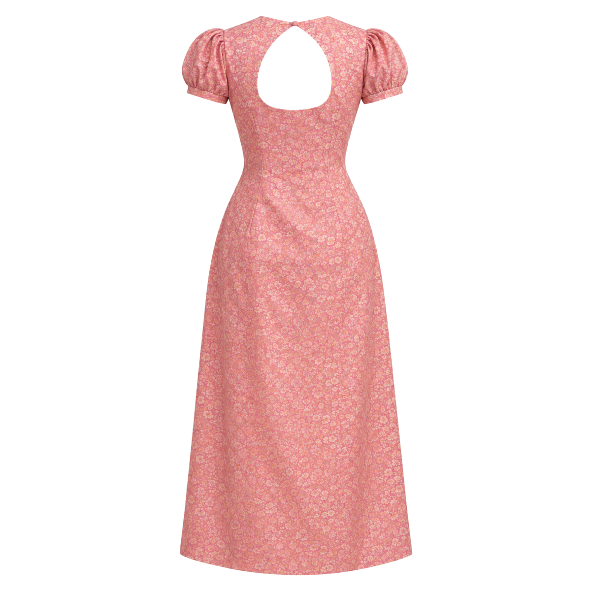Brocade Puff Sleeve Fit & Flare Dress