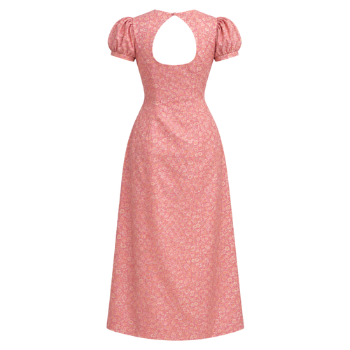 Brocade Puff Sleeve Fit & Flare Dress