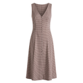 Brown Checks Button Front Midi Dress