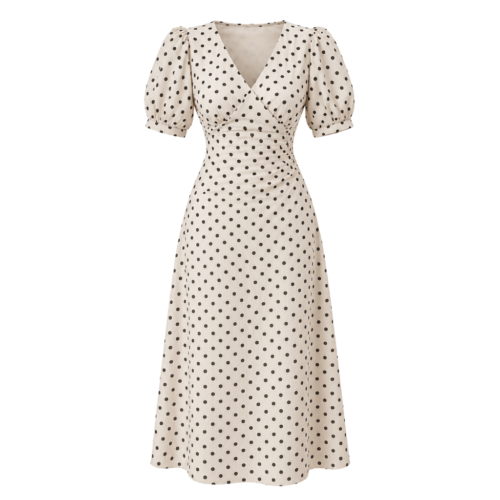 Ivory Polka Dot Midi Dress