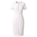 Tailored Button Detail Linen Midi Dress