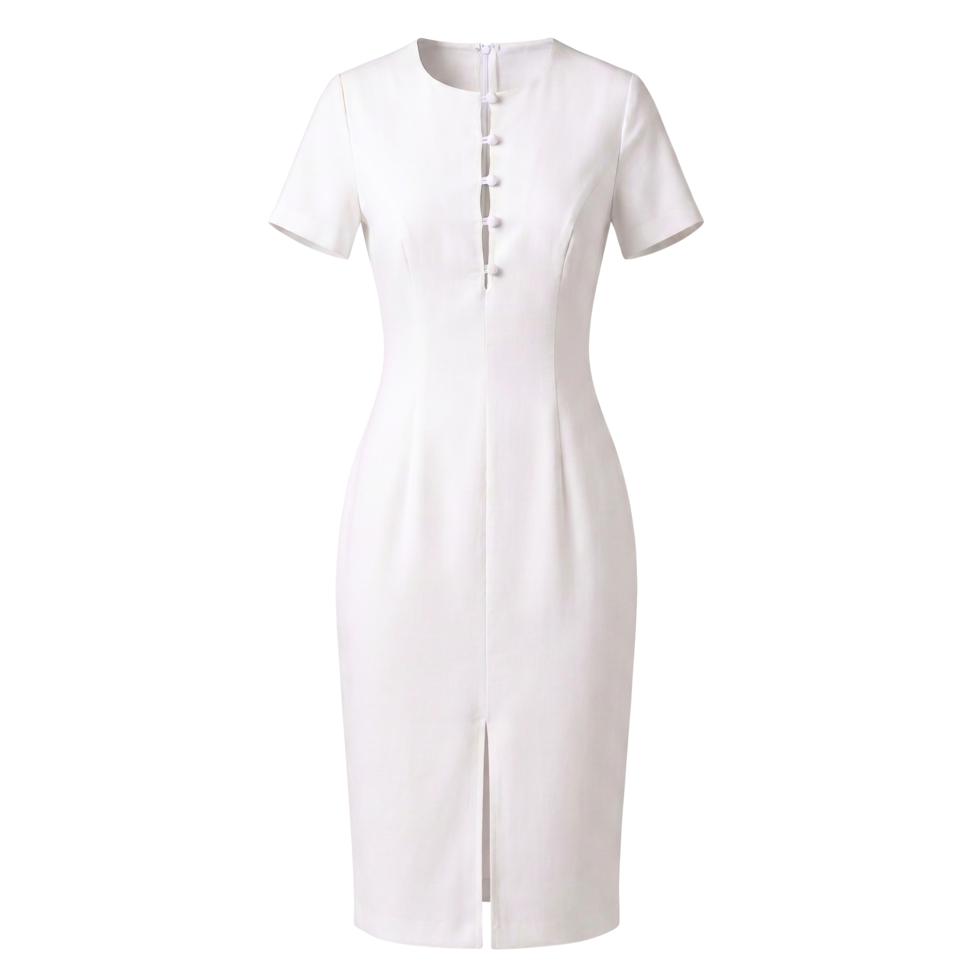 Tailored Button Detail Linen Midi Dress