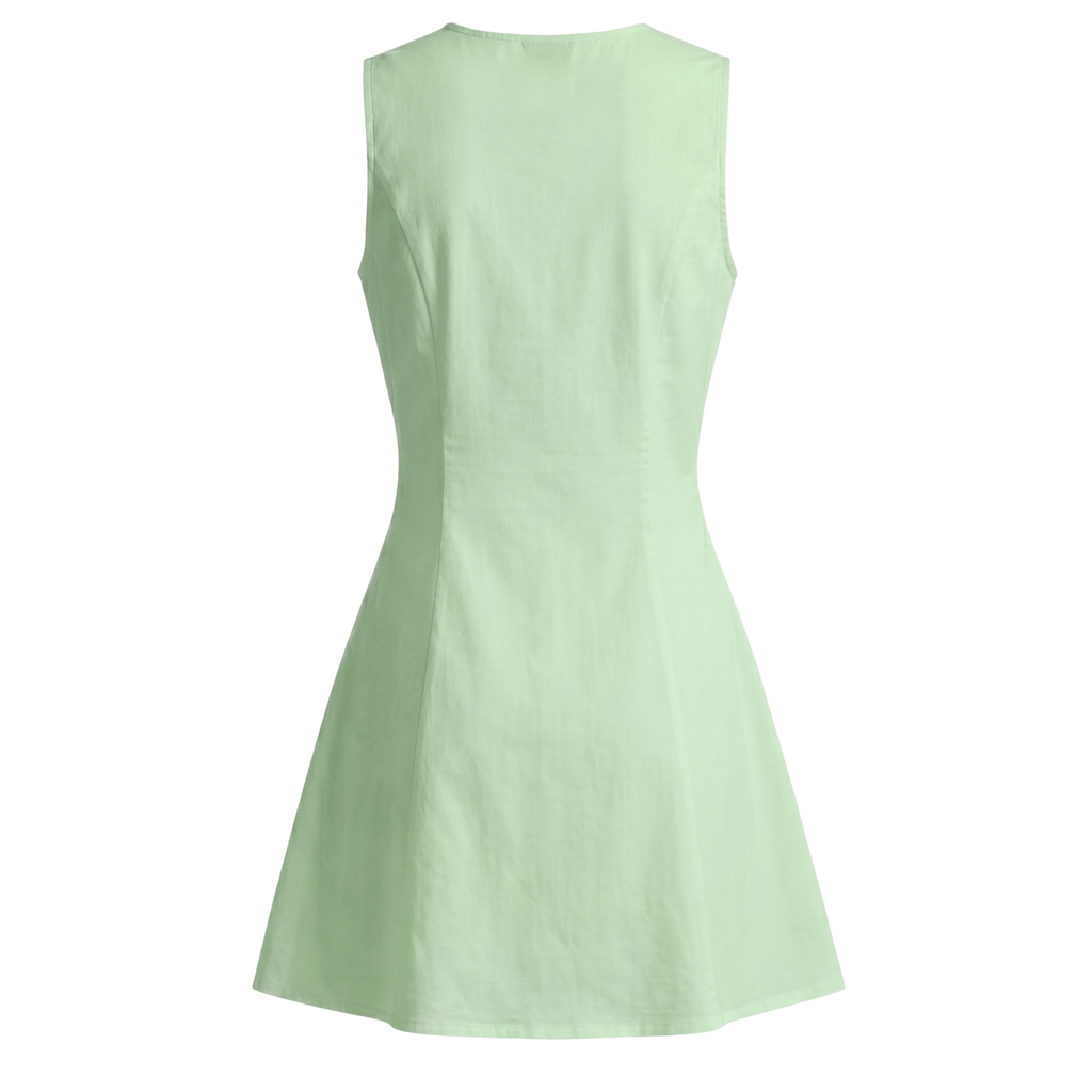 Button Front Linen Mini Dress