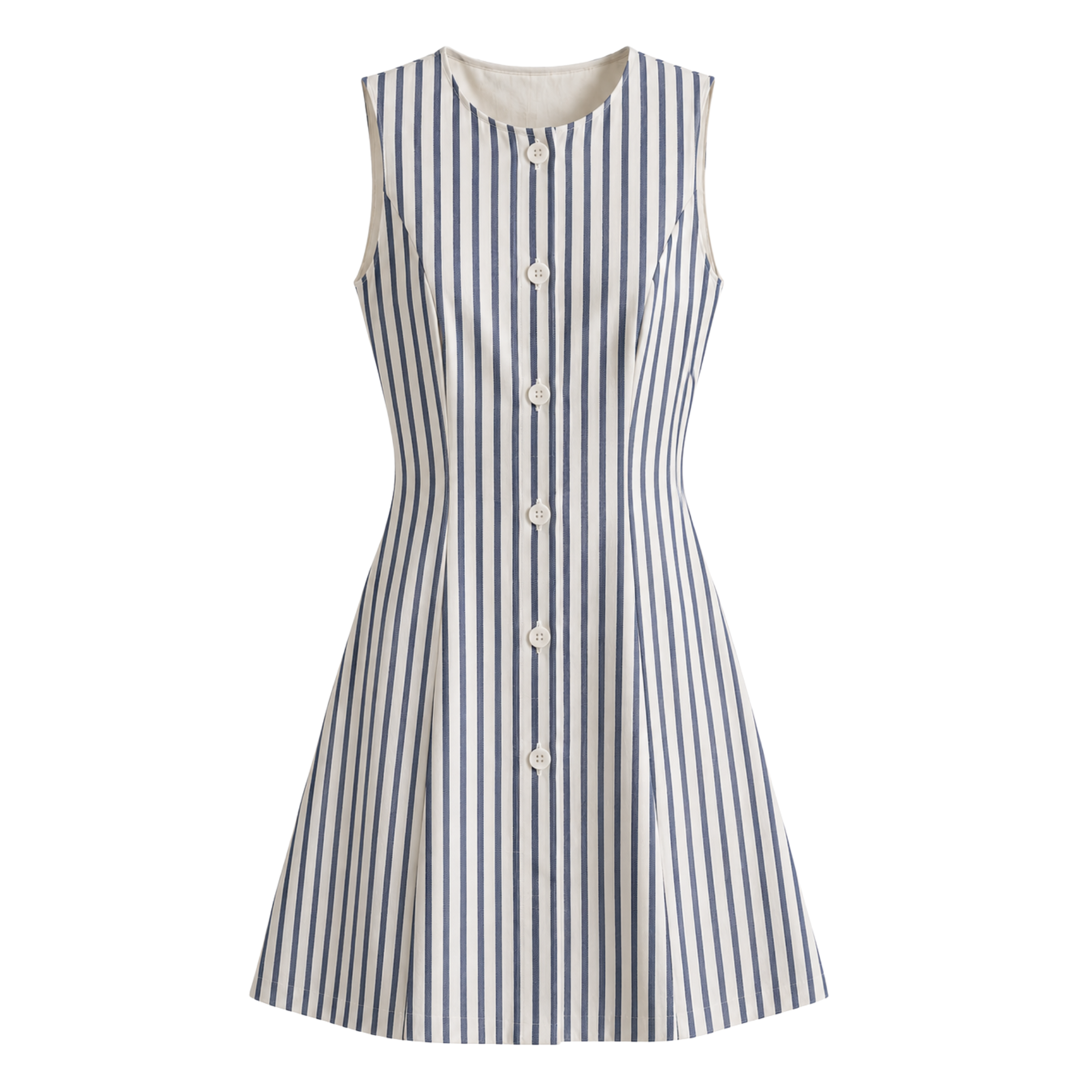 Button Front Mini Dress- Stripe