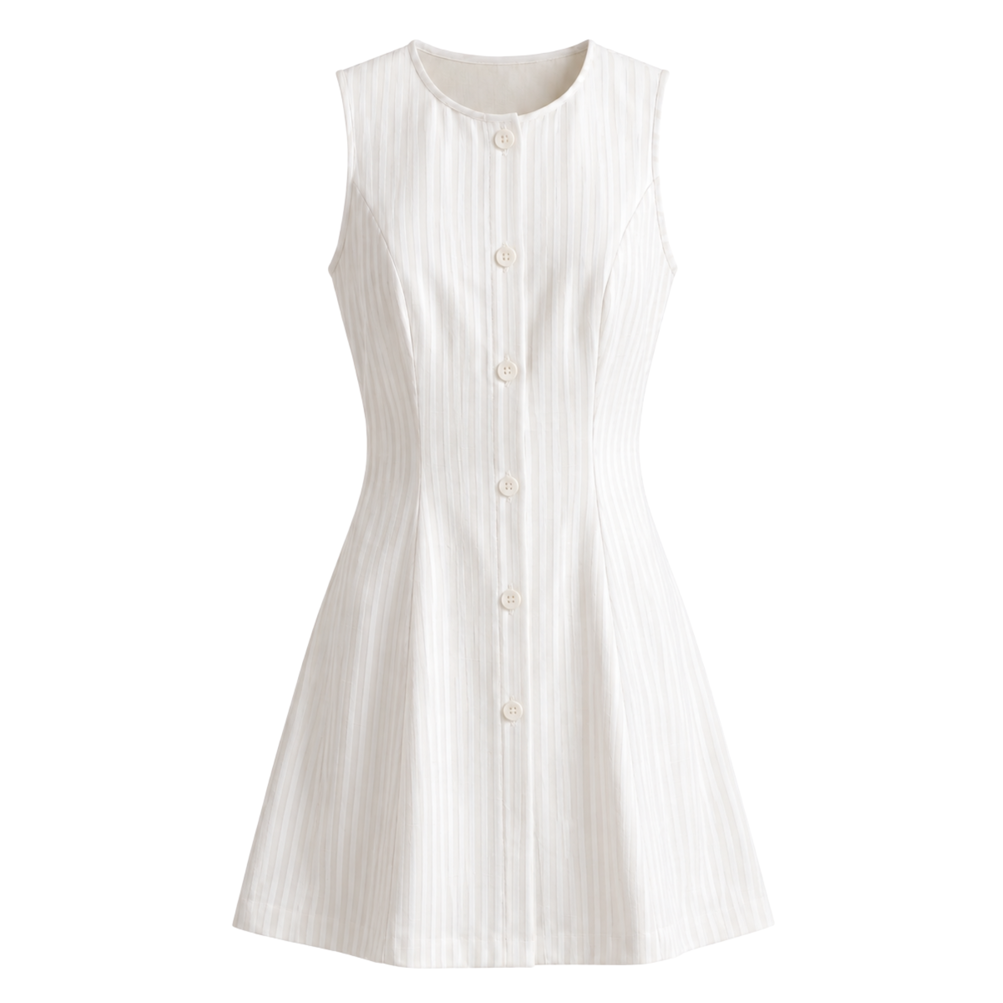 Button Front Mini Dress- Stripe