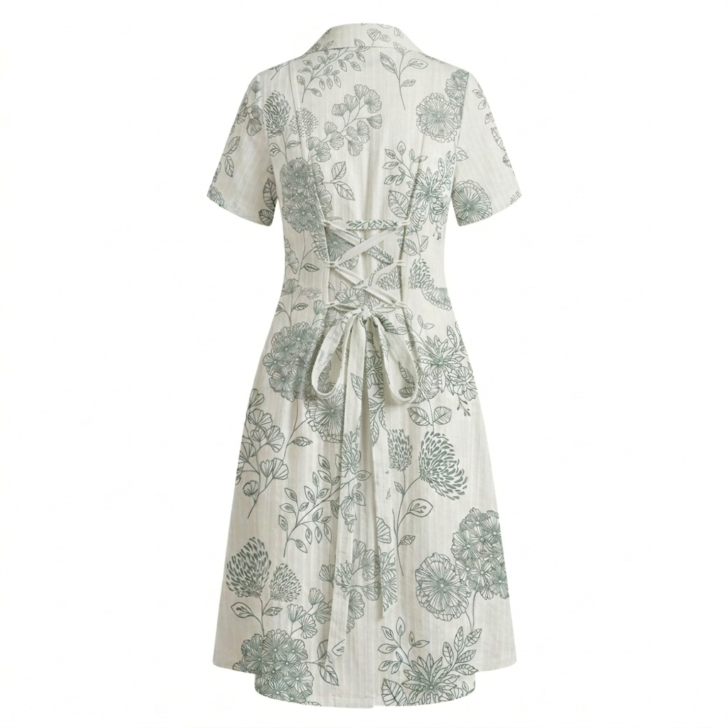 Floral notch collar dress