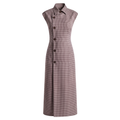 Brown Checks Asymmetric Midi Dress