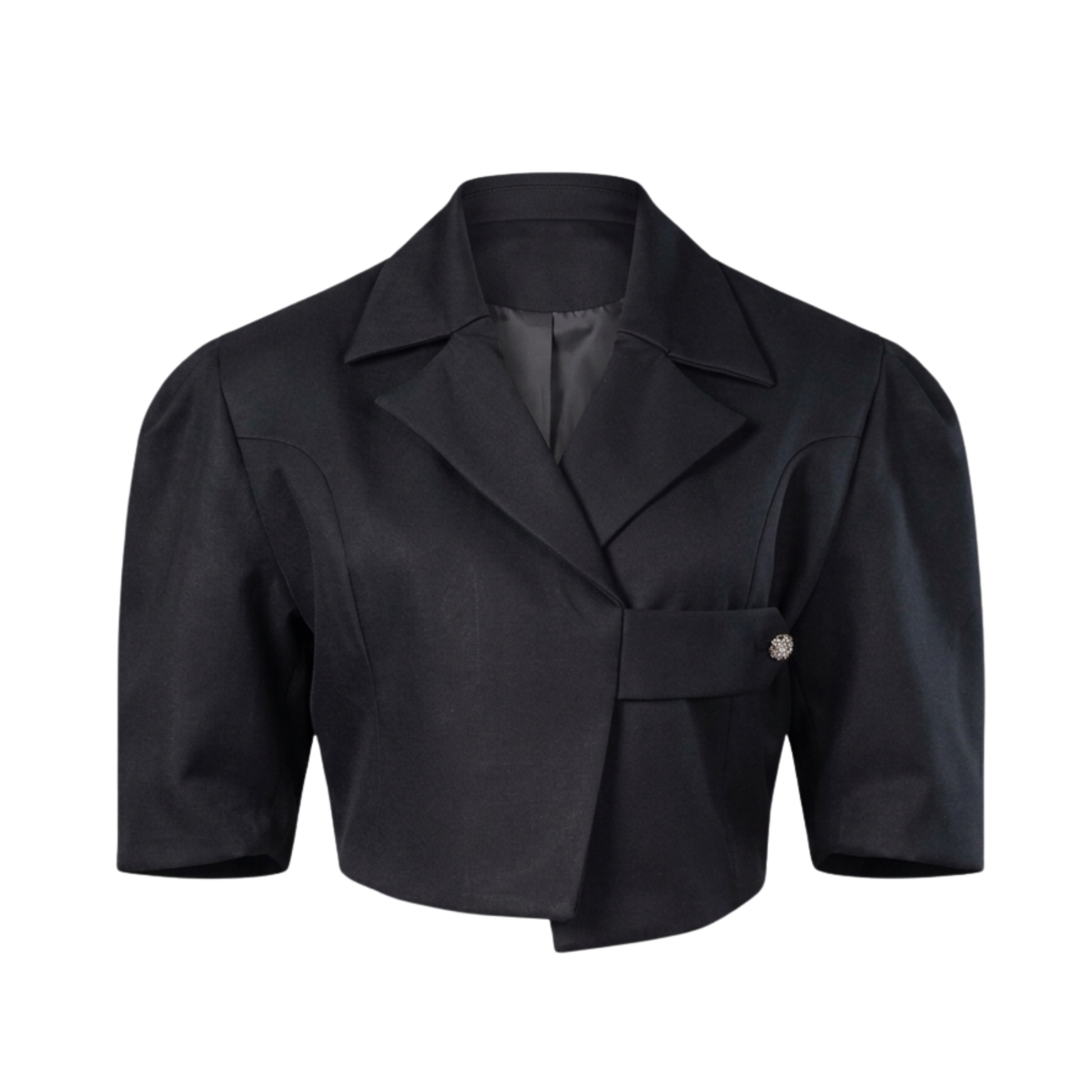 Women’s Black Cropped Blazer Top – Tailored Formal Workwear Jacket