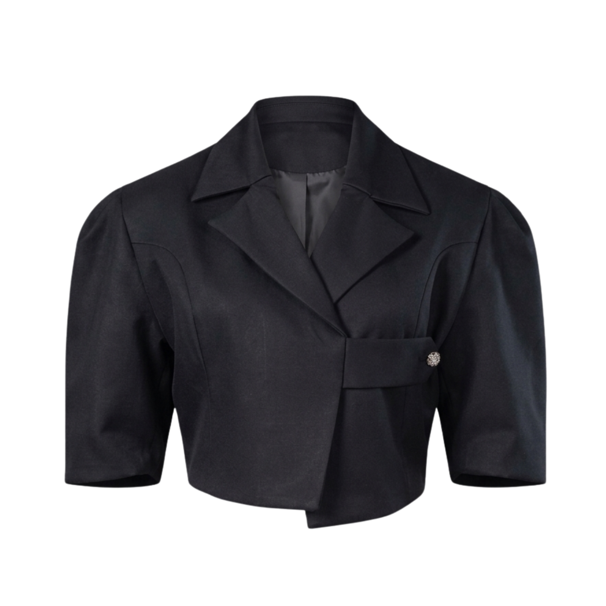 Women’s Black Cropped Blazer Top – Tailored Formal Workwear Jacket