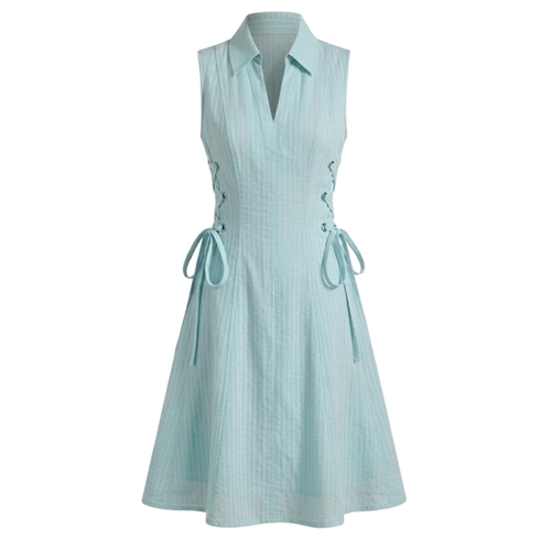 Aqua tie-waist short dress