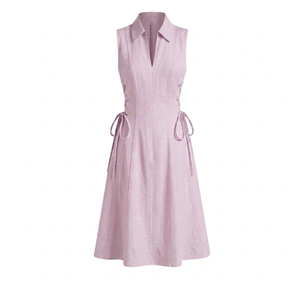 Cotton tie-waist short dress