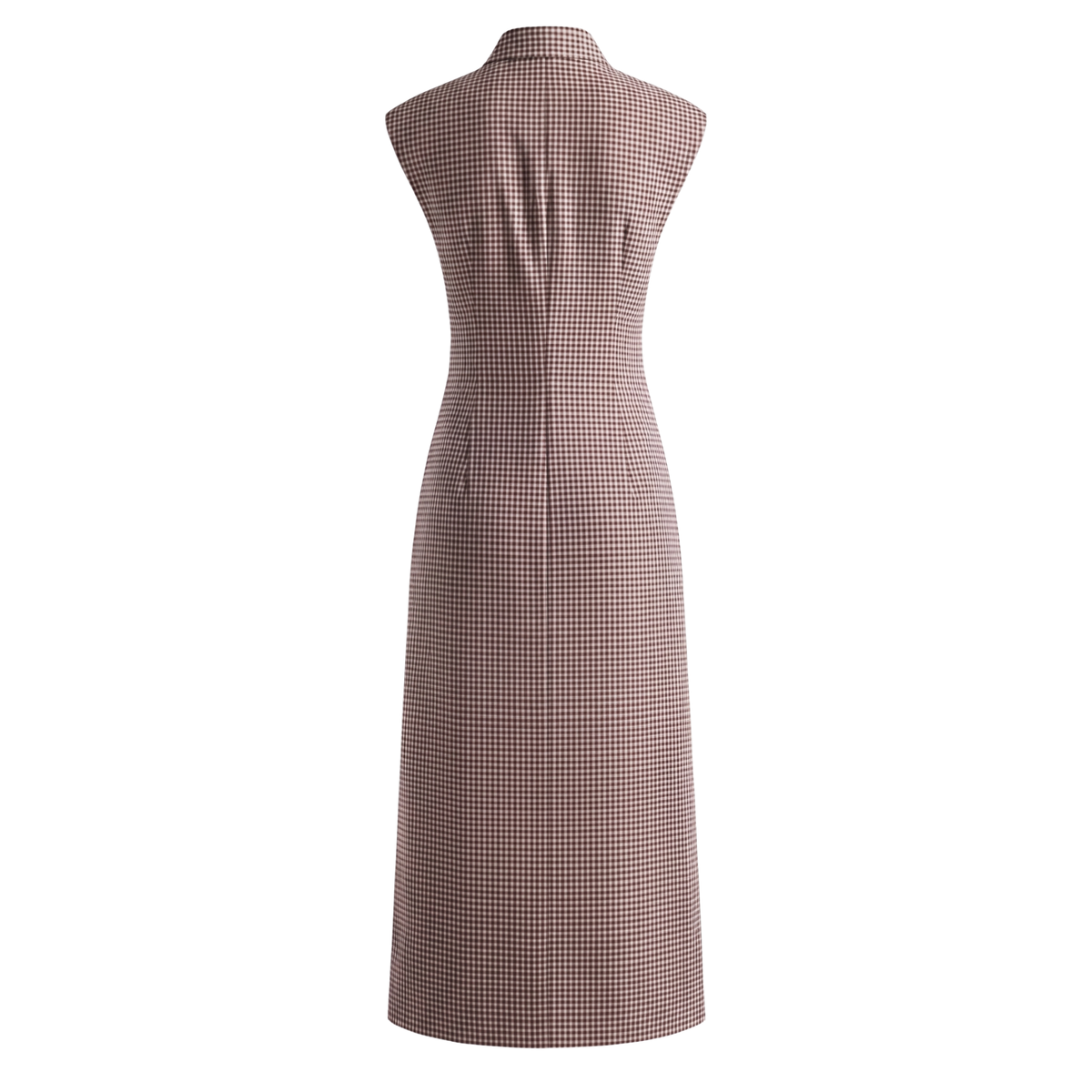 Brown Checks Asymmetric Midi Dress