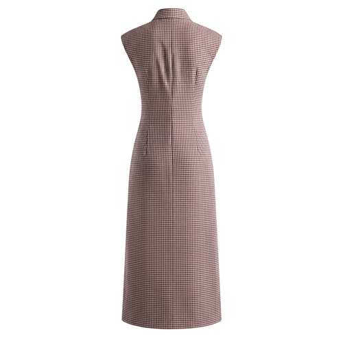 Brown Checks Asymmetric Dress