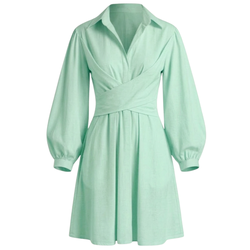 Linen wrap short dress