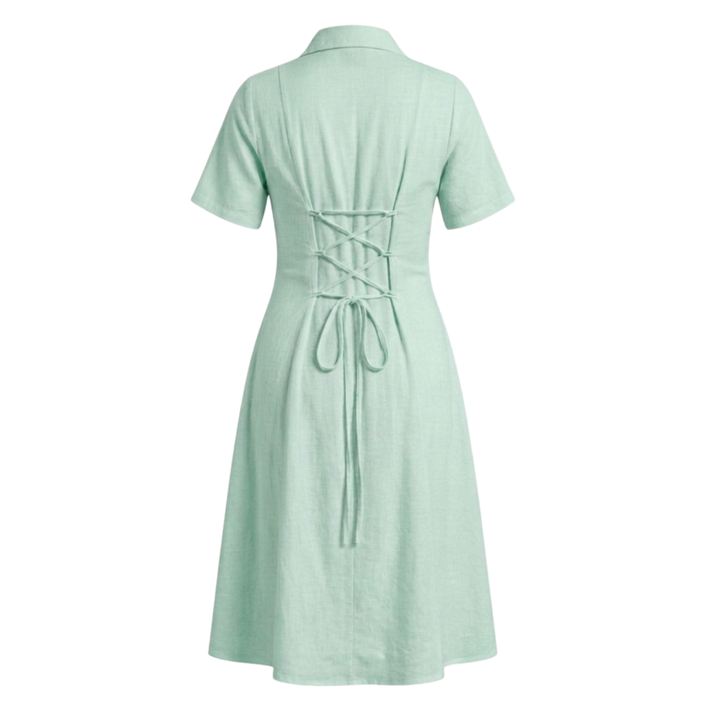 Linen notch collar dress