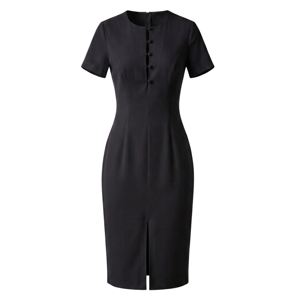 Tailored Button Detail Midi Dress