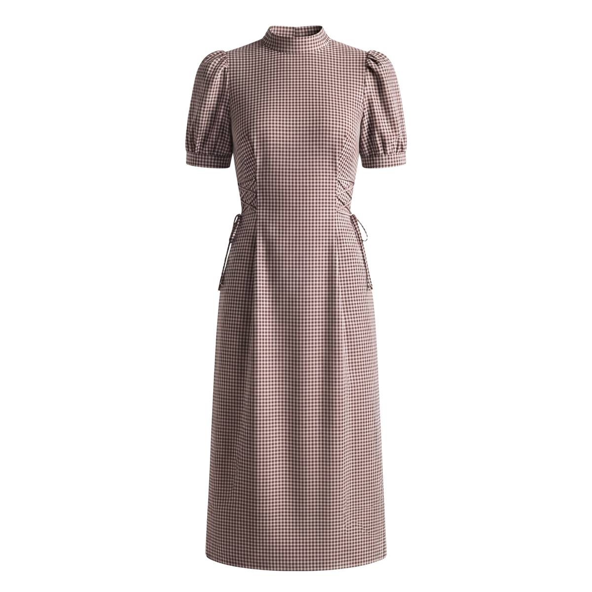Brown Checks  Structured Midi Dress