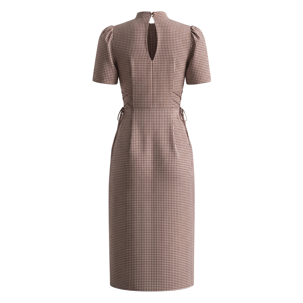 Brown Checks Structured Dress – Midi