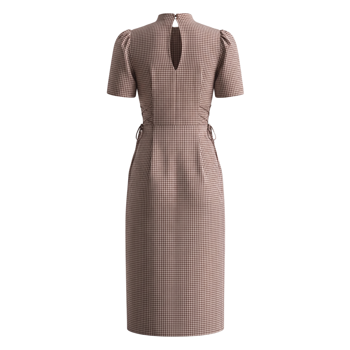 Brown Checks  Structured Midi Dress