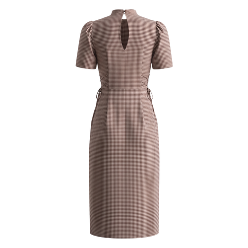 Brown Checks Structured Dress – Midi