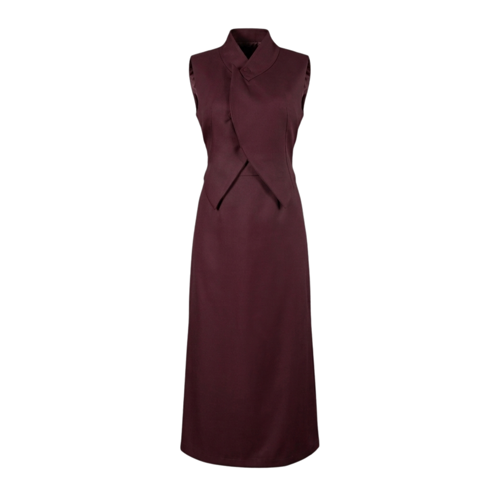 Women’s Maroon Waistcoat & Skirt Co-ord Set – Tailored Formal Two-Piece Set