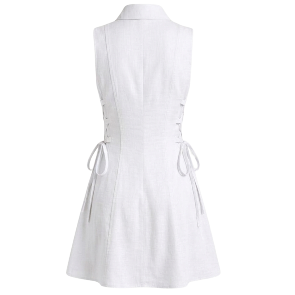 Linen tie-waist short dress