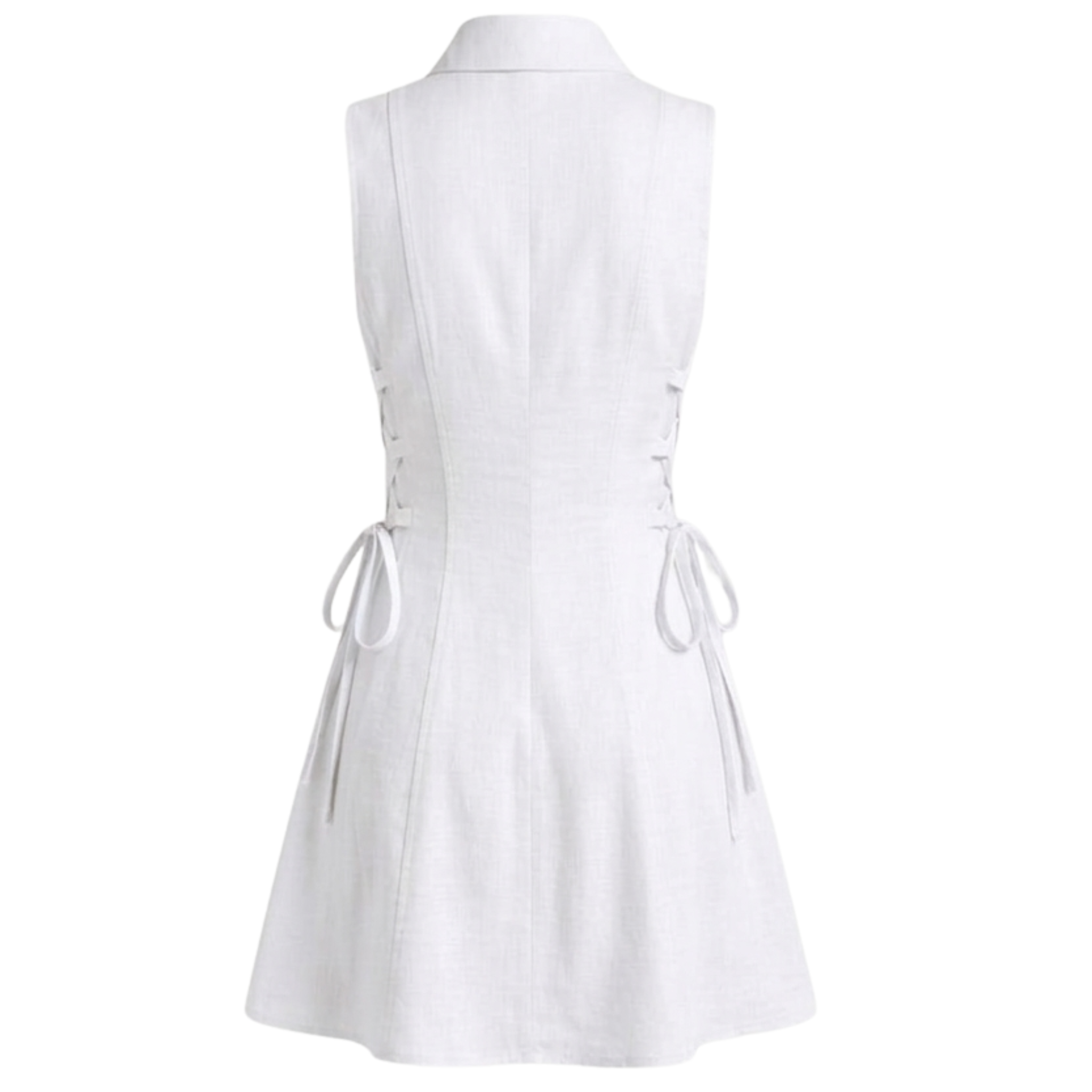 Linen tie-waist short dress