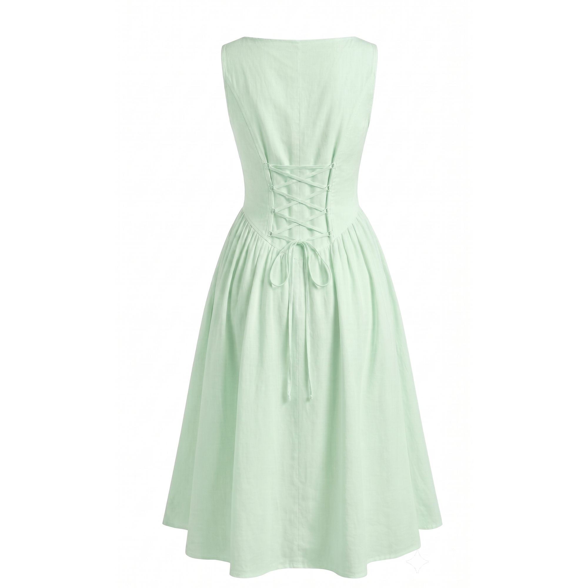 Boat Neck Fit & Flare Midi Dress- Linen