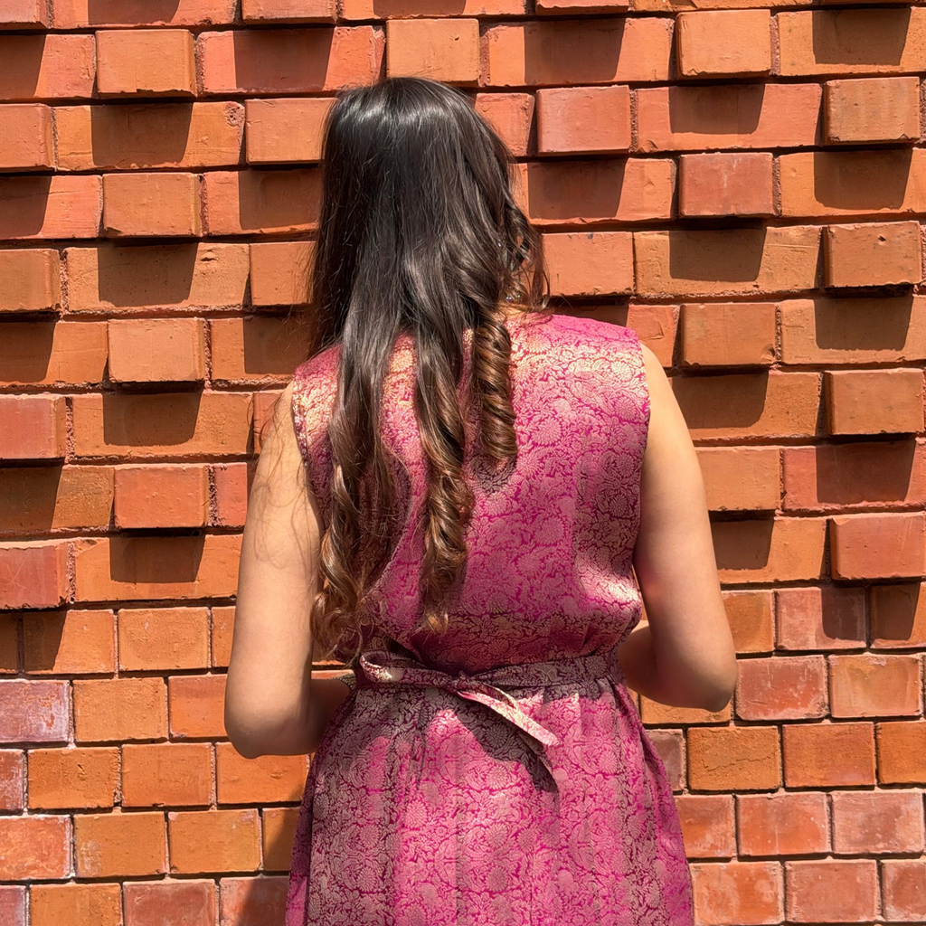 Brocade Square Neck Dress