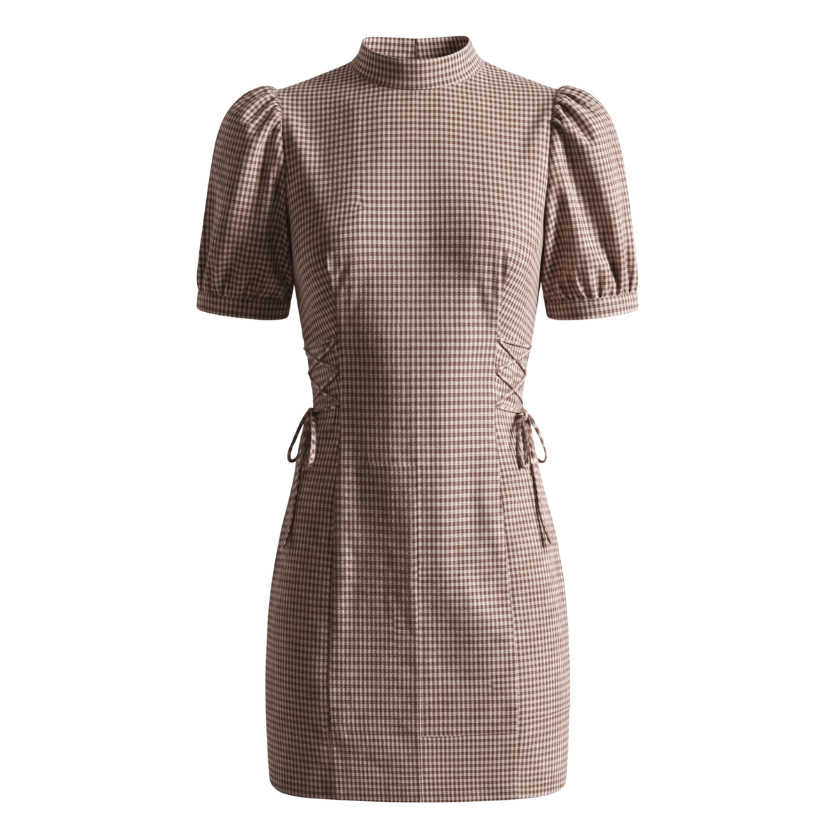 Brown Checks Structured Mini Dress