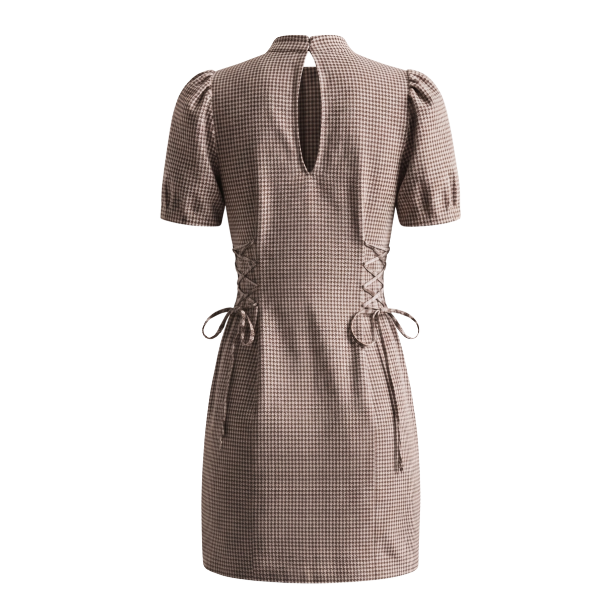 Brown Checks Structured Mini Dress