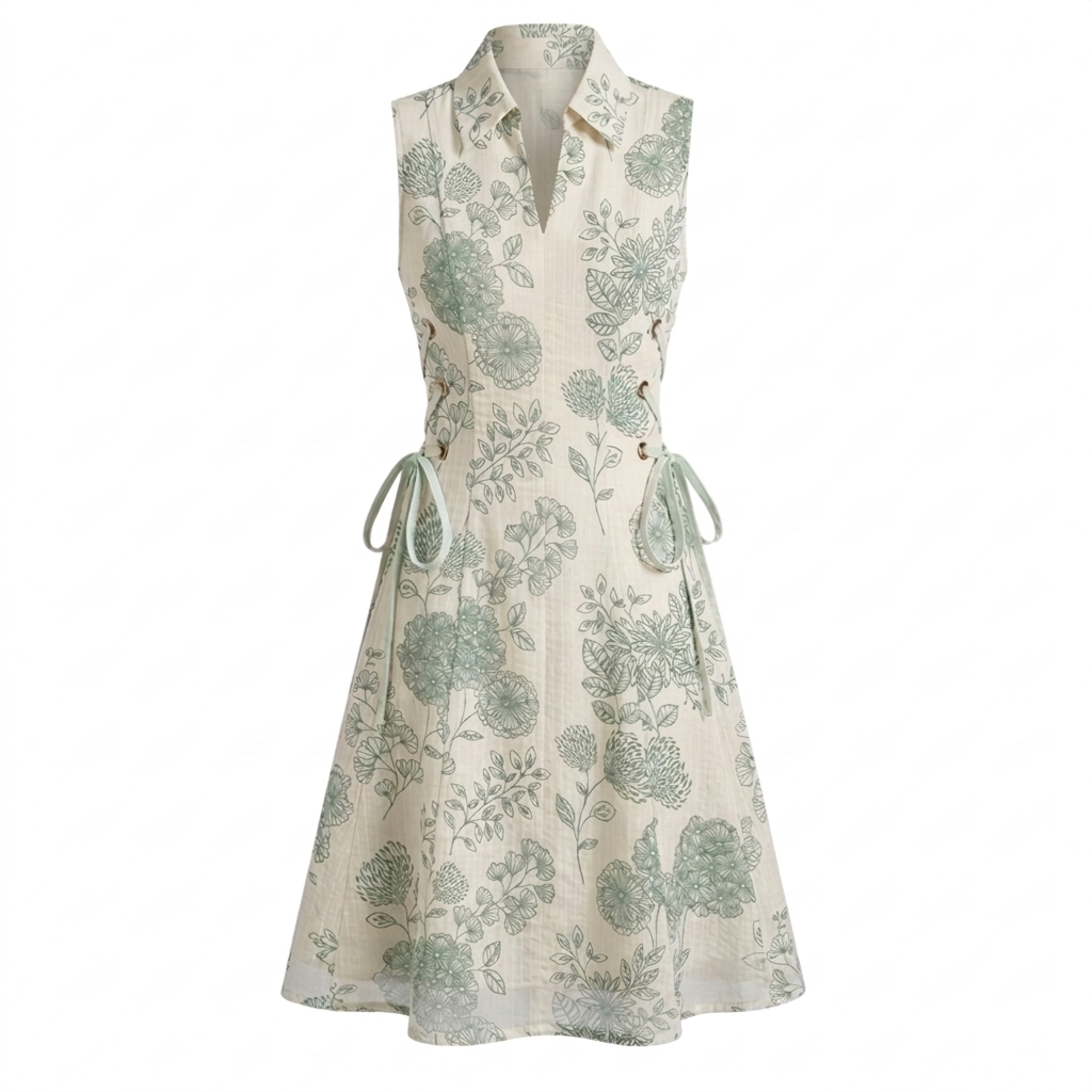 Floral tie-waist dress