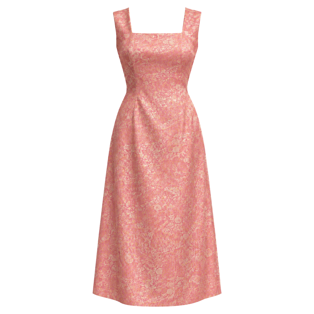 Brocade Square Neck Dress
