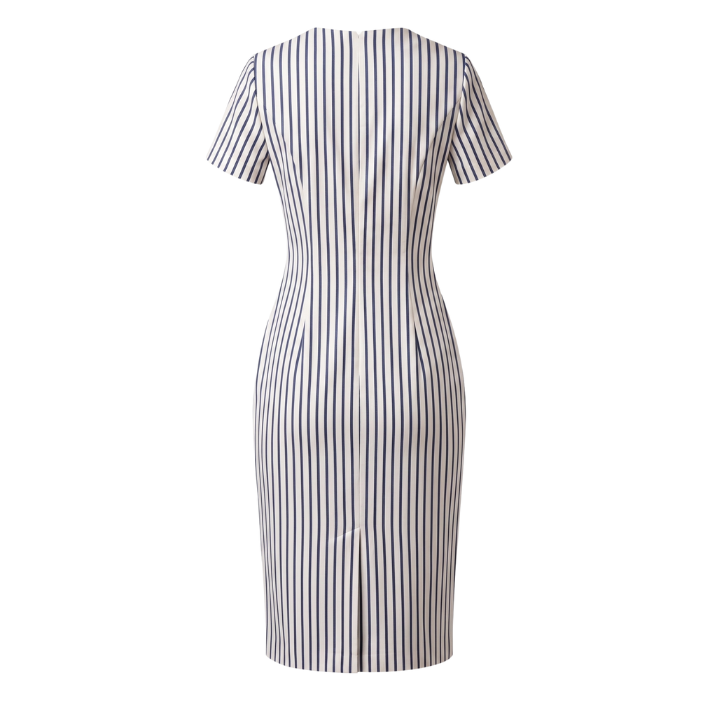 Tailored button detail stripe dress