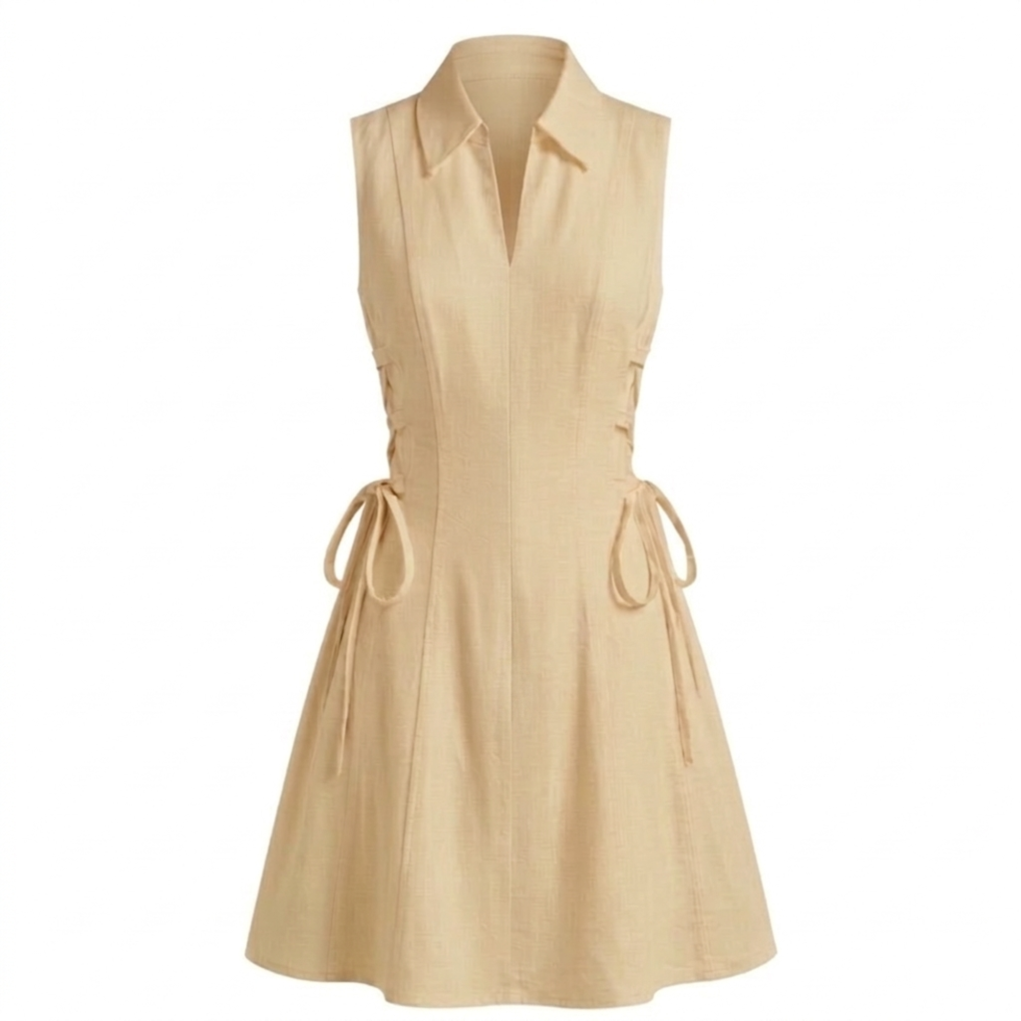 Cotton tie-waist short dress