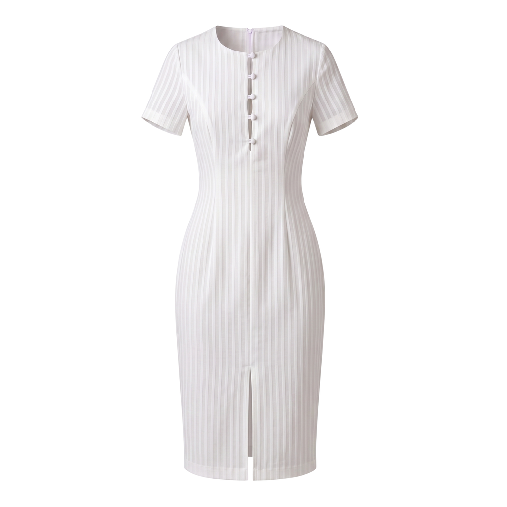 Tailored button detail stripe dress