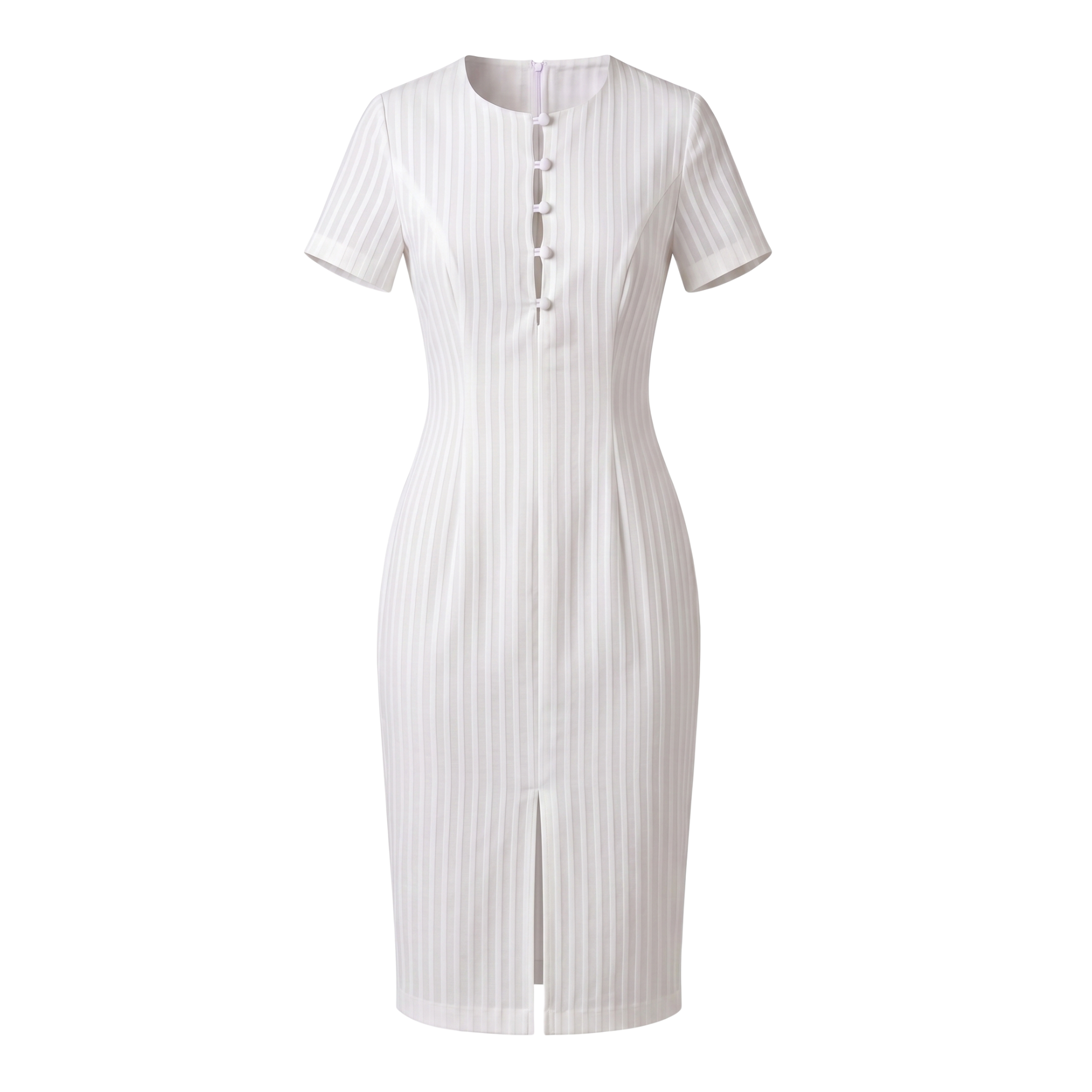 Tailored button detail stripe dress