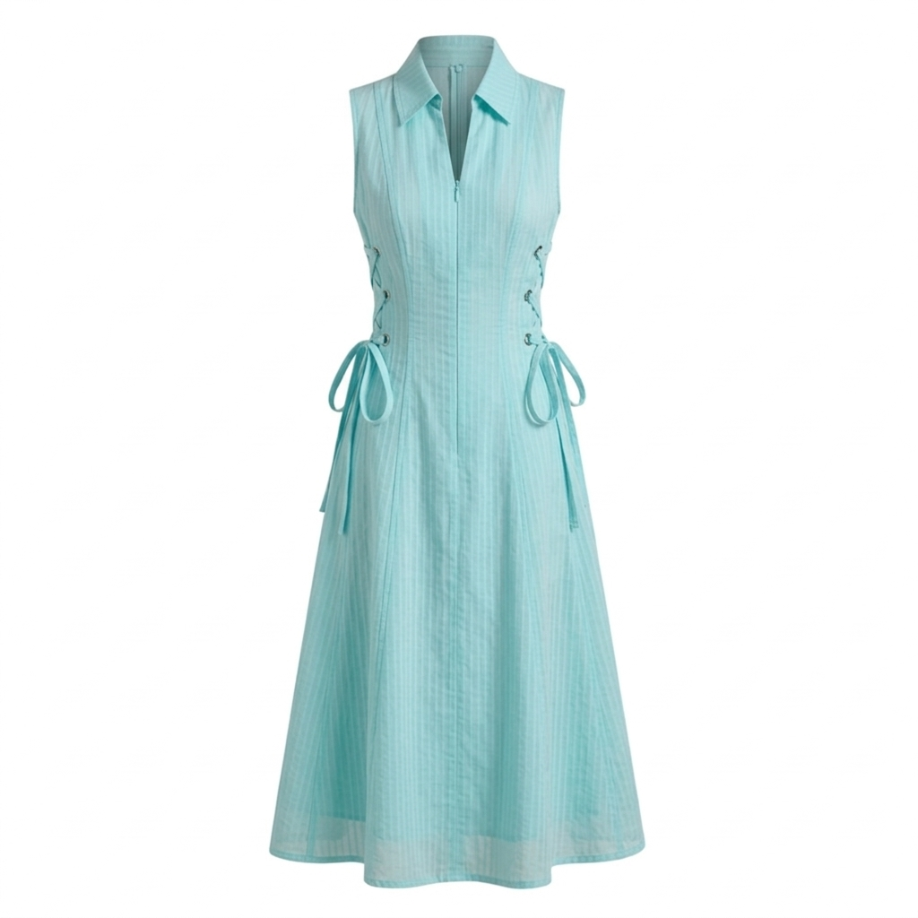 Aqua tie-waist dress
