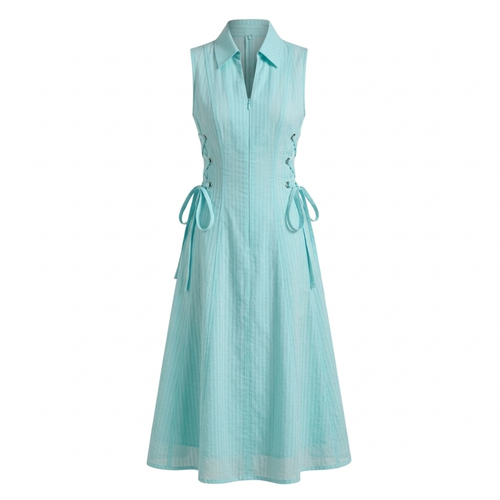 Aqua tie-waist dress