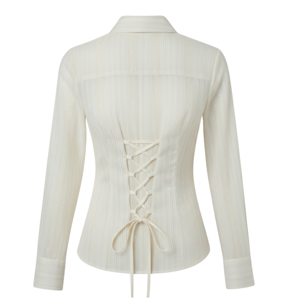 Patterned corset back shirt