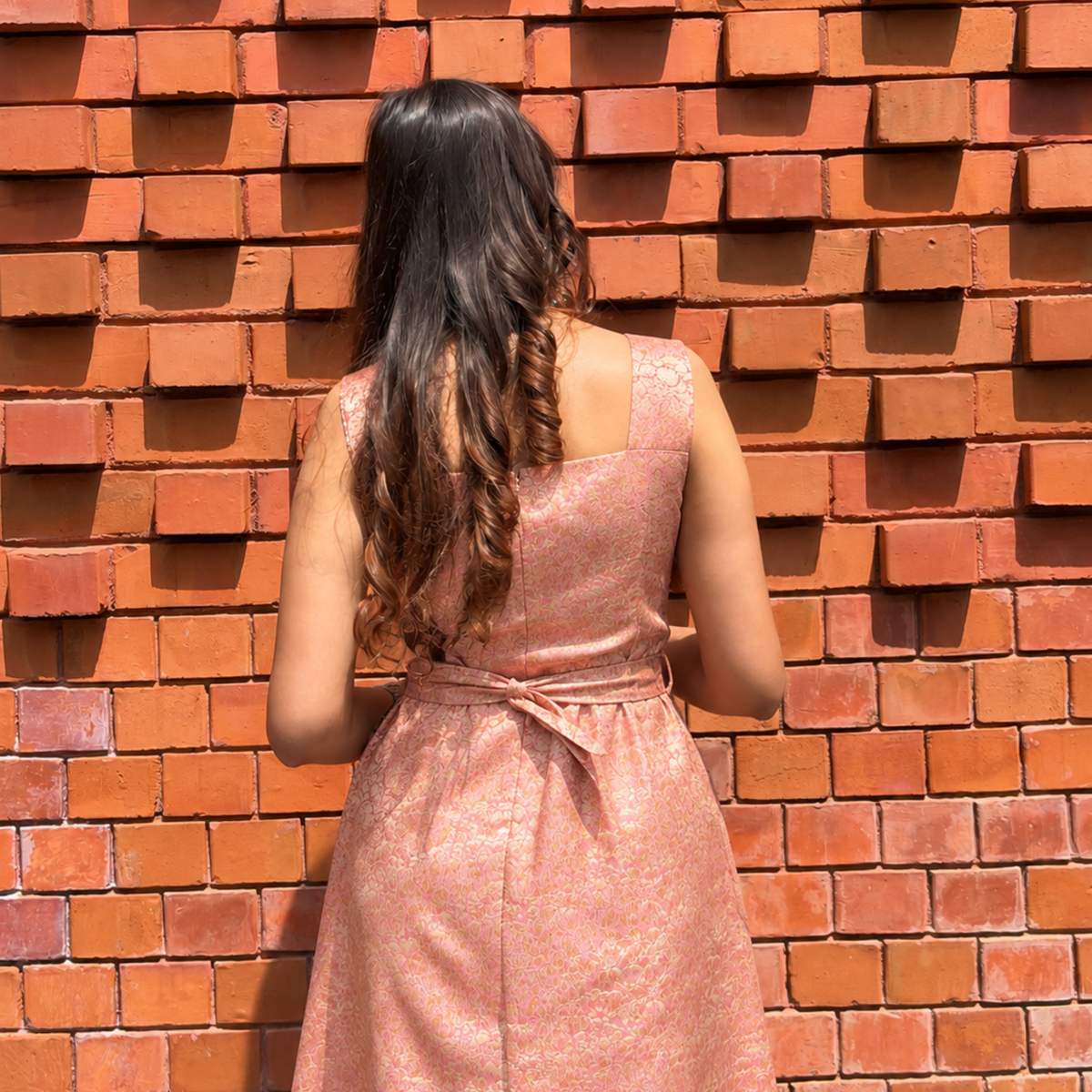 Brocade Square Neck Dress