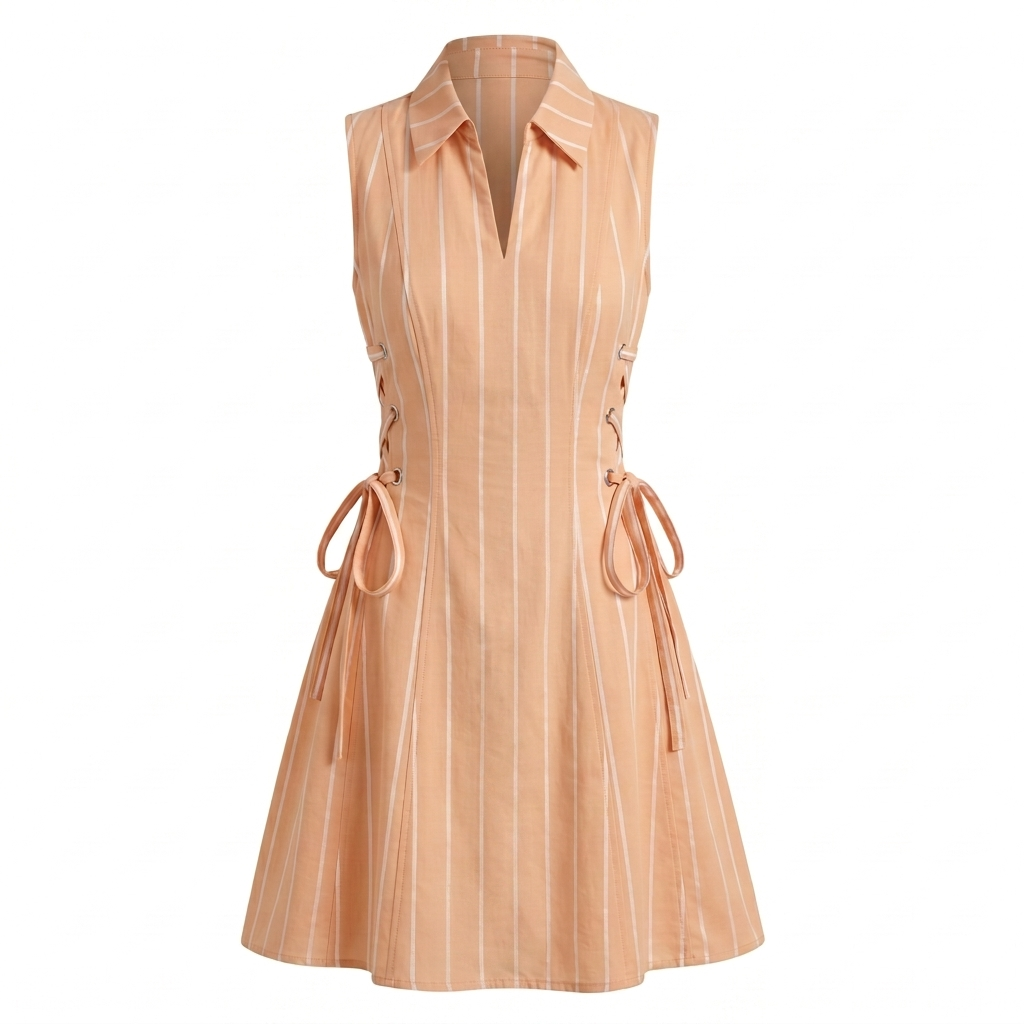 Stripe tie-waist short dress
