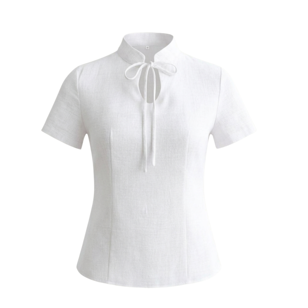 Cotton tie-neck top