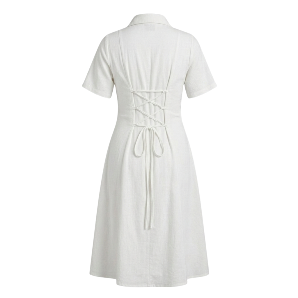 Cotton notch collar dress