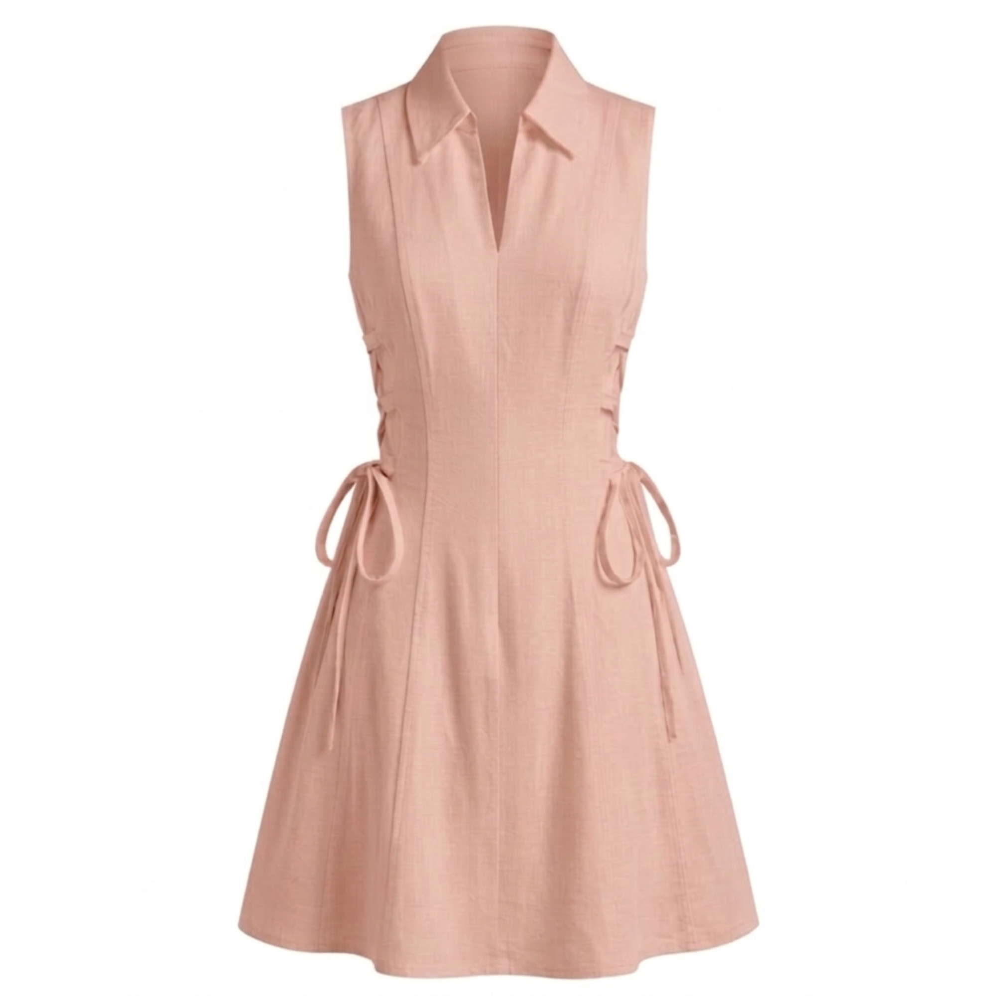 Cotton tie-waist short dress